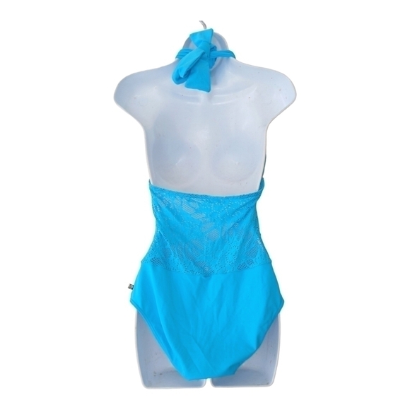 La Vie En Rose Blue Halter One Piece Swimsuit Large - Picture 2 of 2